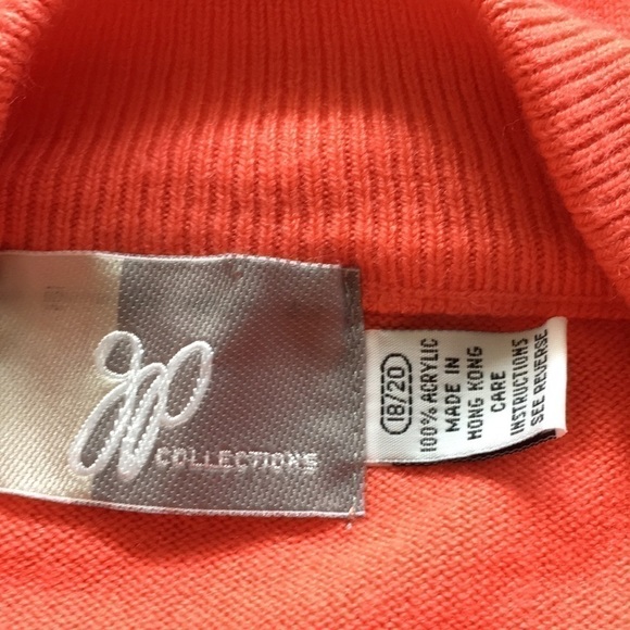 Vintage JP Collections Mock Turtleneck Orange Short Sleeve Sweater Top - Picture 7 of 8